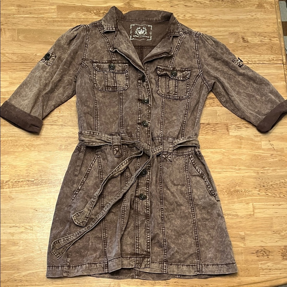 Vintage Y2K Brown Belted Mini Dress